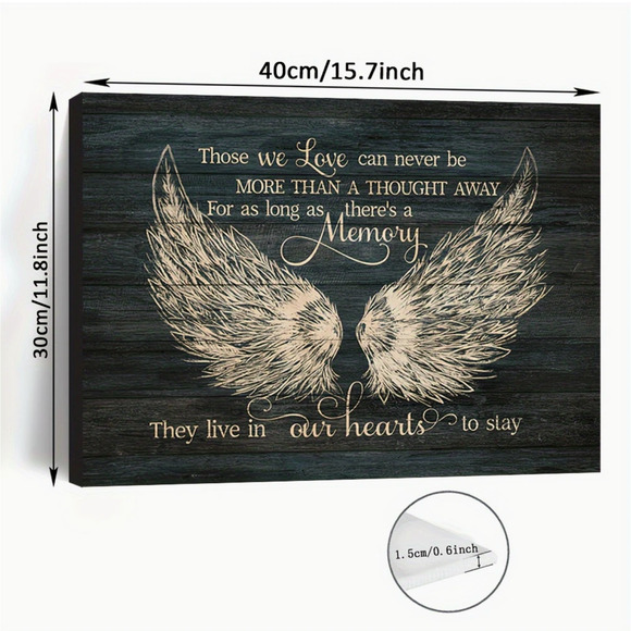 Large Stretch Canvas Print Angel Wings, Those We Love Can Never Be Far Away - Picture 2 of 6